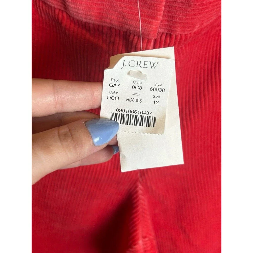 NWT J Crew Red Corduroy Pants Womens Size 12 Low Fit Straight Leg Lush Cords